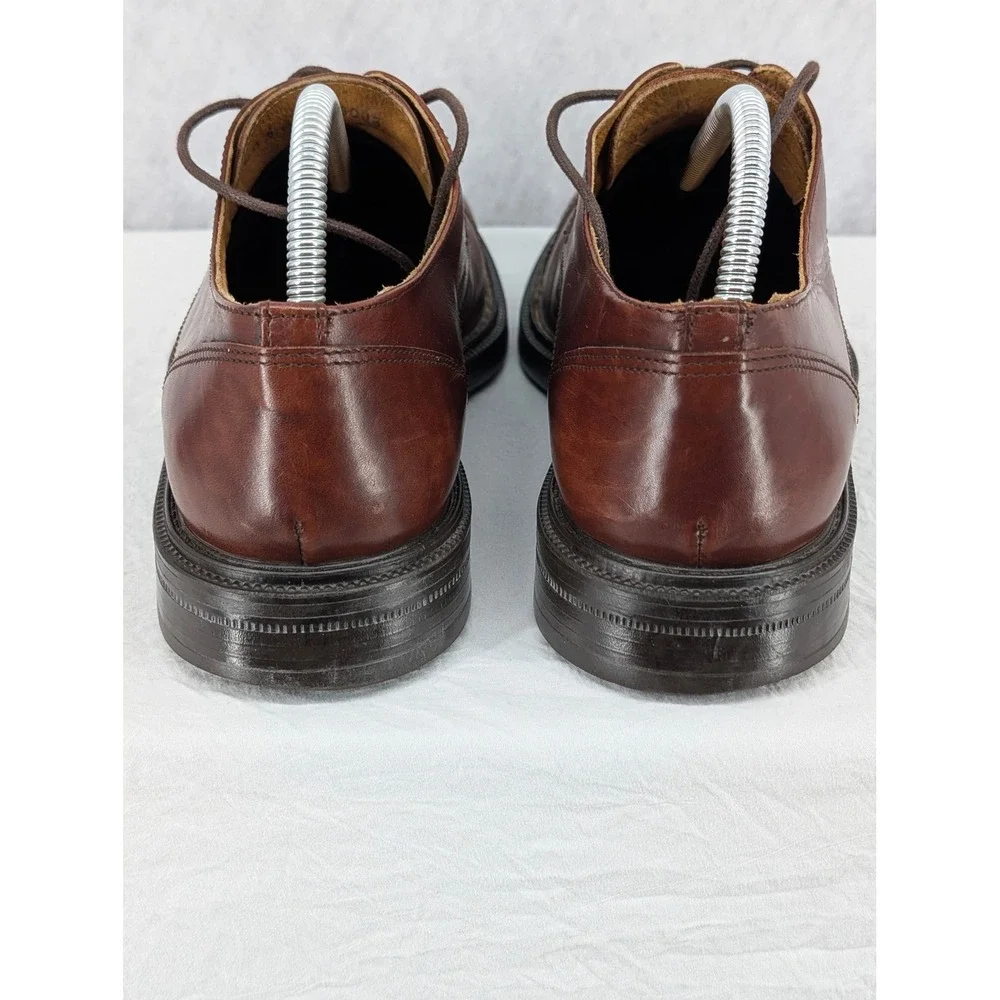 Bacco Bucci Mondial Mens Brown Leather Cap Toe Derby Oxford Shoes Italy Sz 9.5